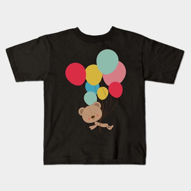 Ballon Bear Kids T-Shirt by dmangelo